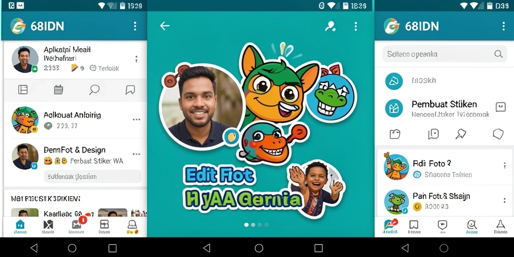 Tampilan antarmuka intuitif dari aplikasi Pembuat Stiker WA 68IDN.