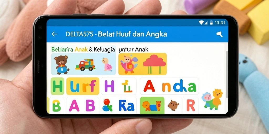 Antarmuka DELTA575 yang ramah anak untuk belajar huruf dan angka.