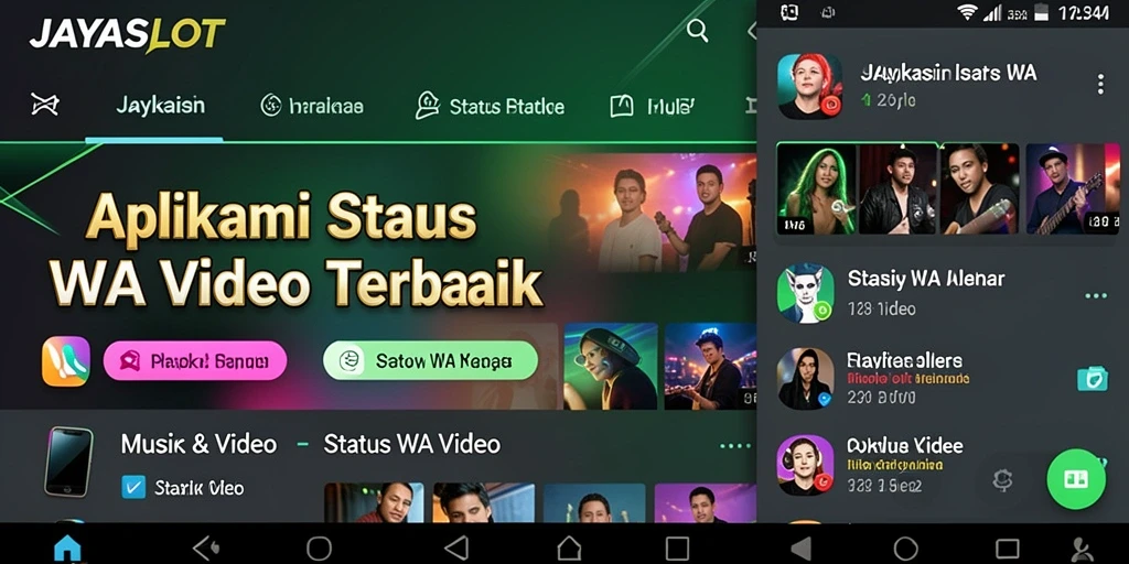 Antarmuka menarik JAYASLOT untuk Status WA Video.