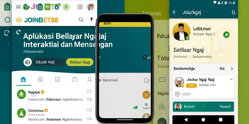 Antarmuka aplikasi JOINBET88 untuk belajar ngaji yang menarik dan interaktif.