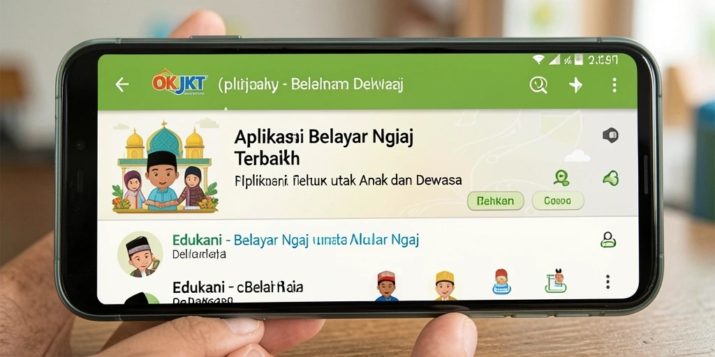 Tampilan antarmuka aplikasi OKJKT untuk belajar ngaji yang user-friendly.