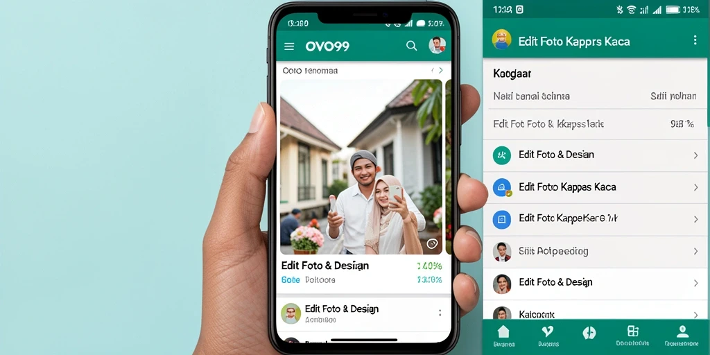 Tampilan antarmuka OVO99 yang user-friendly untuk Edit Foto Kertas Kaca.