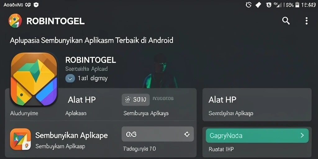 Antarmuka sederhana dan efektif dari ROBINTOGEL untuk menyembunyikan aplikasi.