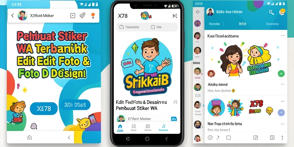 Antarmuka aplikasi X78 dengan fitur Pembuat Stiker WA yang menarik.